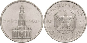 Gedenkausgaben  5 Reichsmark 1934 E ... 