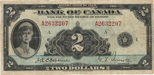 Ausland Kanada 2 Dollars 1935.  WPM 40 III-IV