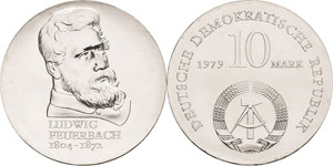 Gedenkmünzen  10 Mark 1979. Feuerbach  ... 