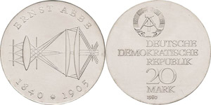 Gedenkmünzen  20 Mark 1980. Abbe  Jaeger ... 
