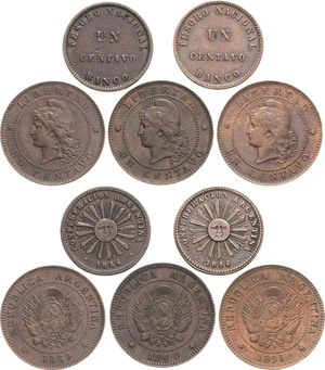 Argentinien Republik Centavo 1854 (2x), ... 