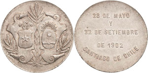 Chile Republik Silbermedaille 1902. Auf die ... 