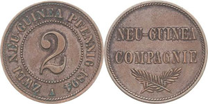 Deutsch-Neuguinea  2 Neu-Guinea Pfennig 1894 ... 