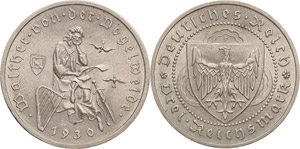 Gedenkausgaben  3 Reichsmark 1930 F ... 