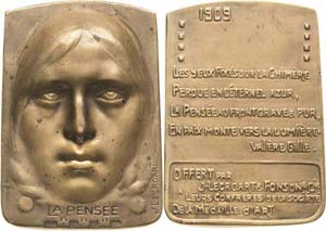Jugendstil  Bronzeplakette 1909 (Jean ... 