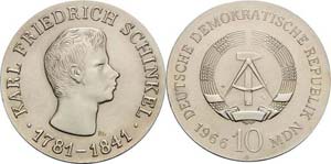 Gedenkmünzen  10 MDN 1966. Schinkel  Jaeger ... 