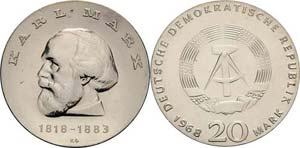 Gedenkmünzen  20 Mark 1968. Marx  Jaeger ... 