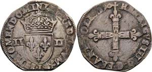 Frankreich Heinrich III. 1574-1589 1/4 Écu ... 