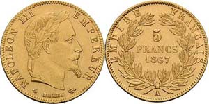Frankreich Napoleon III. 1852-1870 5 Francs ... 