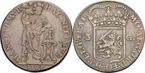 Niederlande-Utrecht, Provinz  3 Gulden 1794. ... 