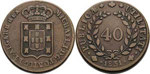 Portugal Miguel I. 1828-1834 40 Reis 1831, ... 