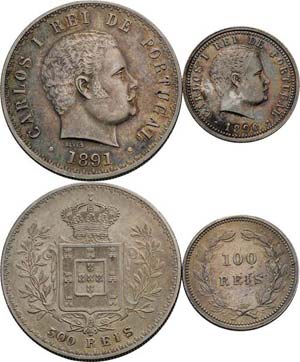 Portugal Carlos I. 1889-1908 500 Reis 1891 ... 