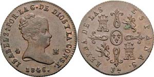 Spanien Isabell II. 1833-1868 4 Maravedis ... 