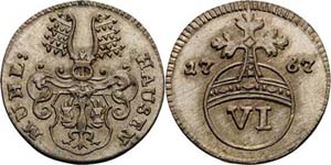 Mühlhausen  6 Pfennig 1767.  Behr 46 Jaeger ... 