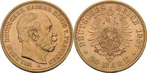Preußen Wilhelm I. 1861-1888 20 Mark 1887 A ... 