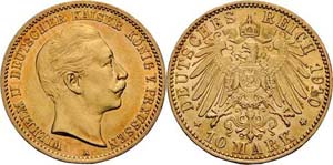 Preußen Wilhelm II. 1888-1918 10 Mark 1910 ... 