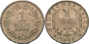 Kleinmünzen  1 Reichsmark 1925 F  Jaeger ... 