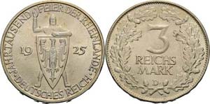 Gedenkausgaben  3 Reichsmark 1925 D ... 