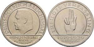 Gedenkausgaben  5 Reichsmark 1929 E ... 