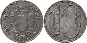 Ausgaben des Freistaates  10 Pfennig 1920 ... 