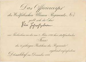 Sonstiges  Einladung 1890. 75-Jahrfeier des ... 
