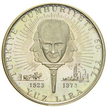 Turchia - Argento - 100 Lira, 1973 ... 