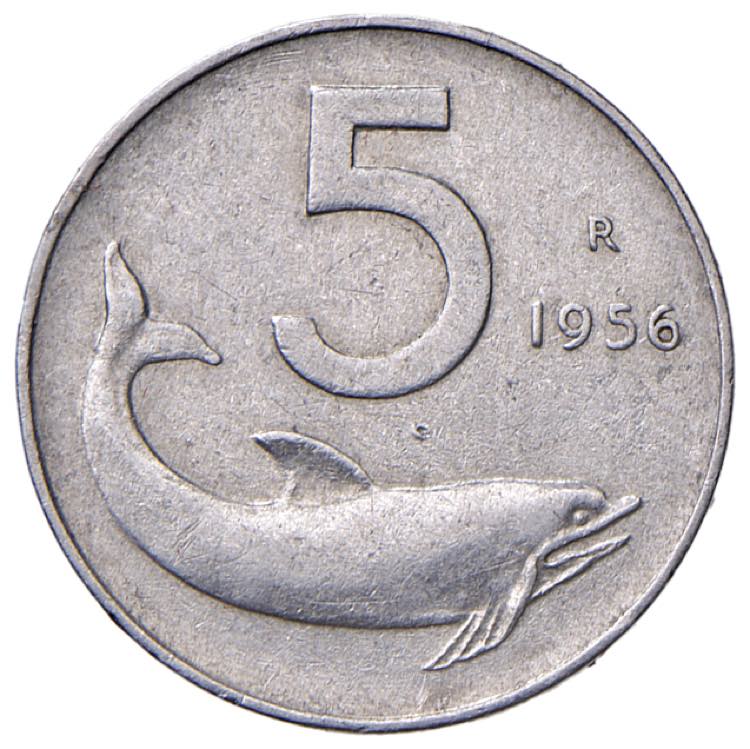 1956 - 5 Lire - Delfino - (Gig. ... 
