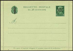 R.S.I. - Biglietti Postali - 1944 - c. 25 ... 