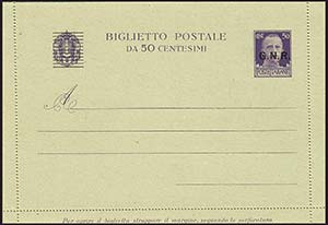 R.S.I. - Biglietti Postali - 1944 - c. 50 ... 