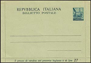 Repubblica - Biglietti Postali - 1951 - L. ... 