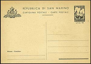 San Marino - Cartoline Postali - 1949 - L. ... 