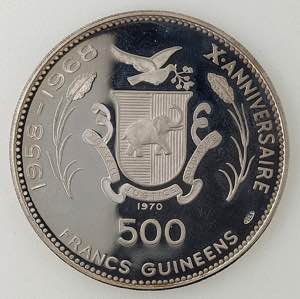 Guinea - 500 franchi Tiyi, 1970 -  - Argento ... 