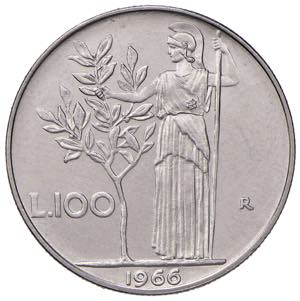 1966 - 100 Lire - Minerva - (Gig. 103) - ... 