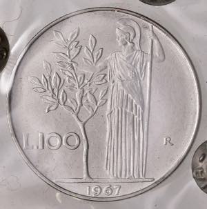 100 Lire - Minerva, 1967 - Acmonital