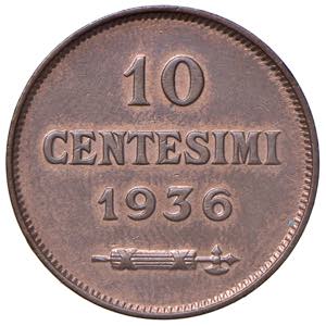 San Marino - 10 Cent., 1936 - Rame