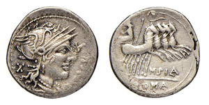 CURTIA (116-115 a.C.) Q. Curtius DENARIO  - ... 