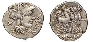 DOMITIA (189-190 a.C.) Cn. Domitius DENARIO  ... 