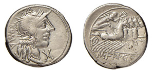 FANNIA (123  a.C.) M.Fannius C.f. DENARIO  - ... 