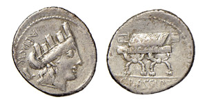 FURIA (84 a.C.) M.Furius Crassipes DENARIO  ... 