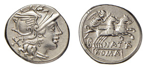 PINARIA  (149 a.C.) Pinarius Natta  DENARIO  ... 