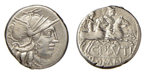 PLAUTIA (121 a.C.) C. Plutius DENARIO  - Ar ... 