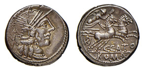 PORCIA (123 a.C.)C.Porcius Cato  DENARIO  - ... 