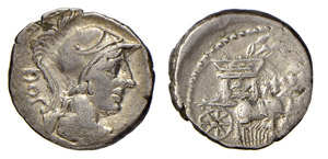 RUBRIA (87 a.C.) L. Rubrius Dossenus DENARIO ... 