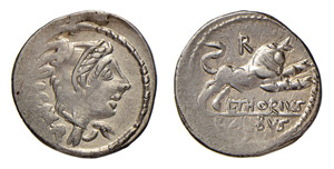THORIA (105 a.C.) L. Thorius Balbus DENARIO  ... 