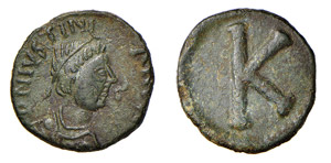 GIUSTINIANO I (527-565) MEZZO FOLLIS - Zecca ... 