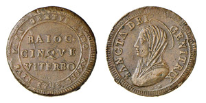 VITERBO - PIO VI (1775-1799) MADONNINA 5 BAJ ... 