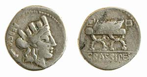 FURIA (84 a.C.) P. Fourius Crassipes DENARIO ... 