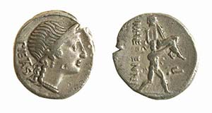 HERENNIA (108-107 a.C.) M.Herennius  DENARIO ... 