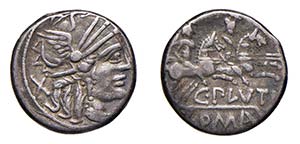 PLUTIA (121 a.C.) C. Plutius DENARIO ... 