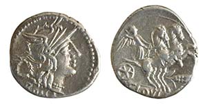 CLOULIA (128 a.C.) T.Cloulius DENARIO -  ... 